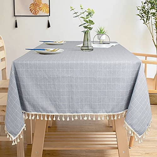 Details about   Cotton Linen Solid Coffee Gray Tablecloth Simple Style Table Cover with Tassel